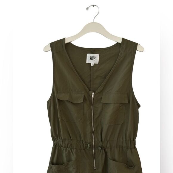 Madden NYC Juniors Olive Parachute Pants Sleeveless Jumpsuit Size Large 6 0453 - Picture 7 of 16